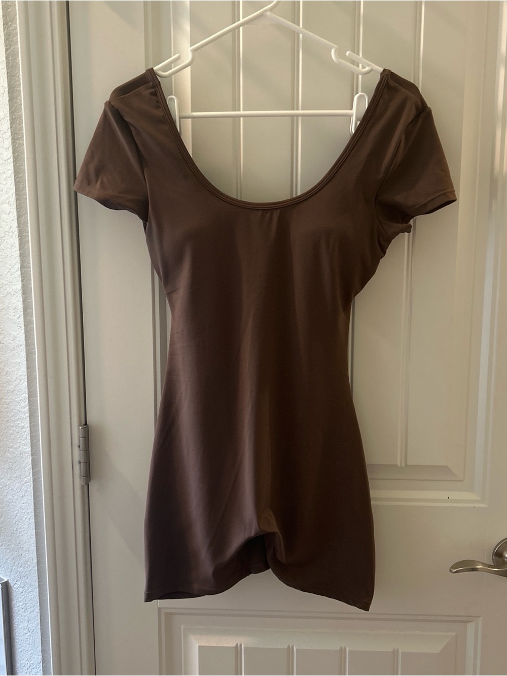 Women's Brown Scoop Neck Short Sleeve romper